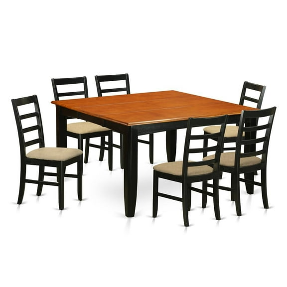 East West Furniture Parfait 7-piece Wood Dining Set in Black/Cherry