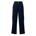 thumbnail image 3 of Jxximdong Cargo Pants for Women, Daily Elastic Waist Pockets Straight Plain Casual Pants Loose Pockets Cargo Long Trousers, Blue Womens Casual Trousers, 3 of 8