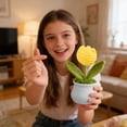 thumbnail image 5 of Crochet Potted Plants, Mini Knitted Decor for Home/Office/Gifts, Eco-Friendly Desk Decor, Rose - Red Tulip Home Decor, 5 of 6