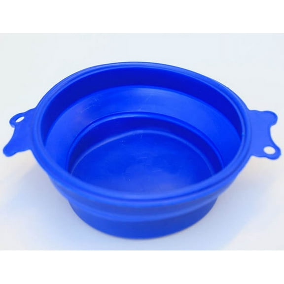 Pet Dog Cat Blue Silicone Collapsible Travel Feeding Drinking Water Bowl 600 ml