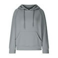 thumbnail image 6 of IROINNID Hoodie for Women Long Sleeve Waffle Drawstring Hoodie Solid Plain Basic Tops Loose Fit Pullover,Gray, 6 of 6
