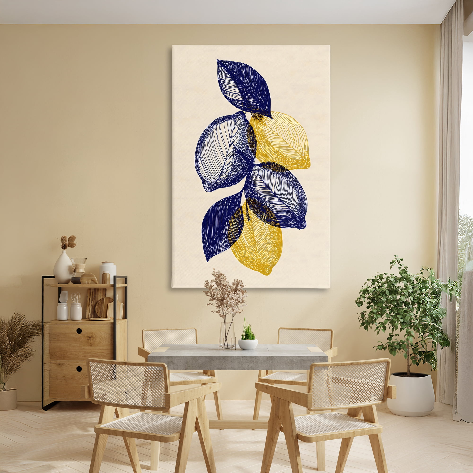 Stupell Industries Navy Lemons Botanical Sketch Canvas Wall Art, design by Petal Prints Design