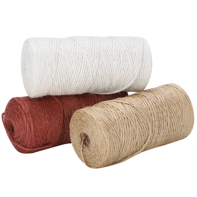 2mm Jute Rope, 3 Rolls Natural Jute Fiber Braided Jute Cordage For DIY For Braided