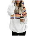 thumbnail image 2 of OKBOP Womens Zip Up Hoodies Fleece Drawstring Sweatshirt Long Sleeve Print Plaid 2023 Winter Womens Sweatshirts And Hoodies Classic Fit Gift Half Zipped Vintage Pullover Multicolor, 2 of 6