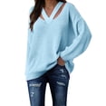 thumbnail image 1 of Womens V Neck Oversized Fall Sweater Sexy Long Sleeve Knit Pullover Top, 1 of 6