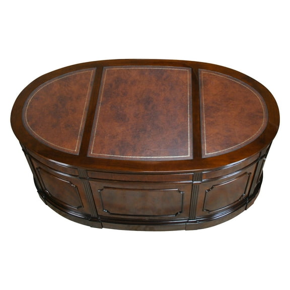 Mahogany Oval Desk with Privacy Panel