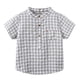 thumbnail image 1 of Gibobby Playera Termica Para Niños Chaqueta de camisa de franela para niños pequeños, chaqueta a cuadros de manga corta con solapa y botones, camisa para bebés, niños y niñas,(Gris, 3-4 Años), 1 of 3