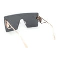 thumbnail image 4 of Luxury Oversized Rectangle Shield Rimless Lion Emblem Sunglasses Gold - Black, 4 of 4