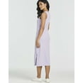 thumbnail image 5 of Real Essentials 3 Pack: Women's Ribbed Knit Sleeveless Crew Neck Tank Casual Midi Shift Dress with Slit, 5 of 6