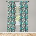 thumbnail image 3 of Ambesonne Floral Curtains, Grunge Colorful Flowers Art, Pair of 28"x95", Dark Pink Turquoise and Grey, 3 of 4