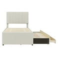 thumbnail image 5 of Harper & Bright Designs Twin Size Upholstered Platform Bed with Trundle and 3 Drawers, Linen Fabric, Beige, 5 of 9