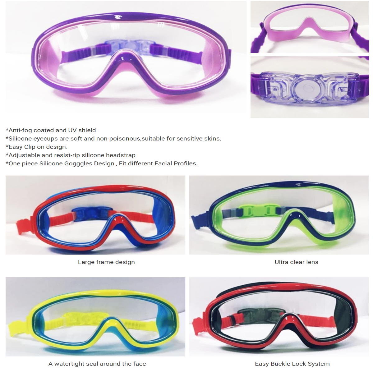 Swim Goggles 3 Pack Swim Goggles Mask For Kids Adjustable One Size