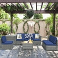 thumbnail image 3 of Gymax 8PCS Patio Rattan Sofa Sectional Conversation Furniture Set w/ Navy Cushion, 3 of 10