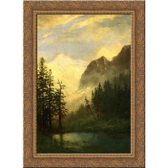 Moonlit Landscape 19x24 Gold Ornate Wood Framed Canvas Art by Bierstadt, Albert