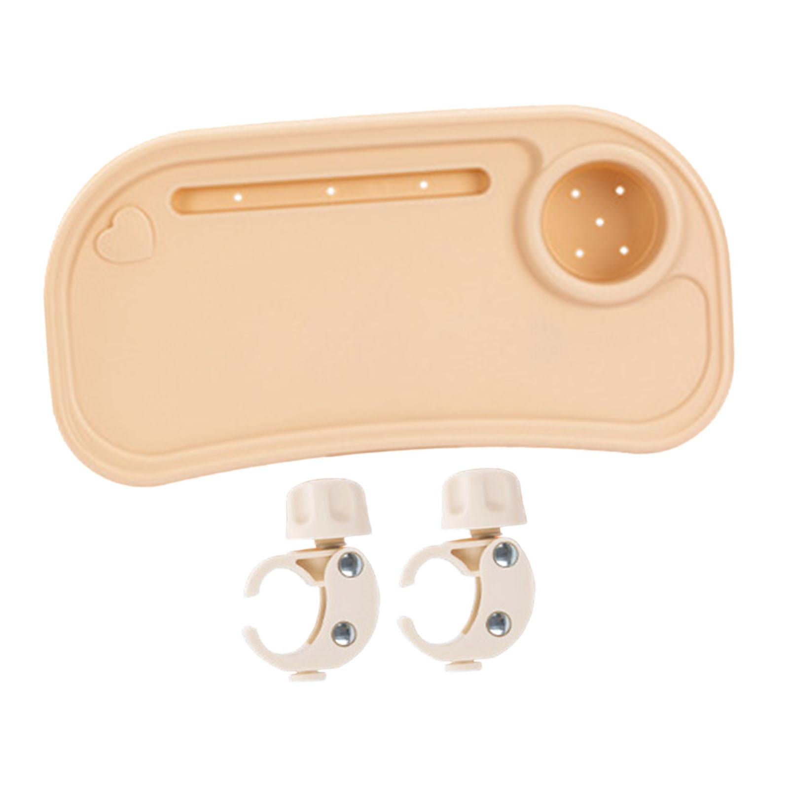 LeeQinersw Universal Stroller Snack Tray Stroller Tray Attachment Easy to Install Non Slip Partition Storage Detachable with Cups Holder Light Orange