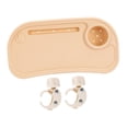 thumbnail image 2 of Lipstore Universal Stroller Snack Tray Stroller Tray Attachment Easy to Install Non Slip Partition Storage Detachable with Cups Holder Light Orange, 2 of 8