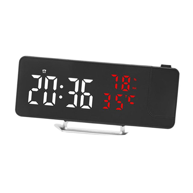 Reloj despertador con proyección, moderno, con pantalla LED transparente, para sala de estar, dormitorio, mesita de noche Rojo