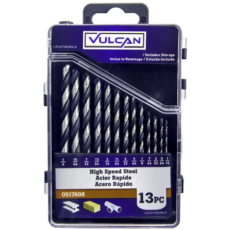 

New Vulcan 242790OR High Speed Steel Drill Bit 13 Piece Set 1/16 Thru 1/4 Inch Each