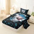 thumbnail image 2 of Castle Fairy Baseball Glove Print Twin Sheets 3pcs, Graffiti Stars Print Bedding, Black Blue White,1 Fitted Sheet, 1 Flat Sheet and 1 Pillowcase, 2 of 6