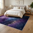 thumbnail image 3 of ODIKA 6'x9' Washable Area Rug Purple Galaxy Watercolor Nebula Constellation Stars Abstract for Family Room, Living Room, Master Bedroom, Non-Slip, Easy Care, 3 of 7