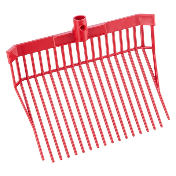 KFFKFF 6PCS Manure Fork Replacement Head, 18 Angled Tines Durable Plastic Pitchfork Heads, Horse Mulch Rake for Stable Cleaning, Muck Removal, Grass, Hay, and Farm Work
