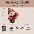 thumbnail image 2 of Rotating acrylic ornament featuring a charming dwarf in a red sweater and hat, holding roses and a heart, set against a white background, 2 of 8