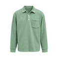 thumbnail image 6 of Men's Corduroy Polo Shirt Long Sleeve Striped Pockets Fall Winter Casual Golf Top Office Casual Shirt, 6 of 6