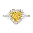 thumbnail image 2 of 2.27ct heart cut yellow natural citrine 18k 2 tone gold halo Bridal Wedding Engagement Promise Anniversary Ring for Women size 10.5, 2 of 7