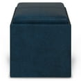 thumbnail image 4 of Rockwood 17 inch Wide Cube Storage Ottoman with Tray in Distressed Dark Blue Vegan Leather, 4 of 13