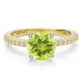 thumbnail image 3 of Gem Stone King 14K Two Tone Gold Yellow Lemon Quartz and Lab Grown Diamond Engagement Ring for Women | 2.01 Cttw | Round 8MM | Gemstone Birthstone | Size 9, 3 of 6