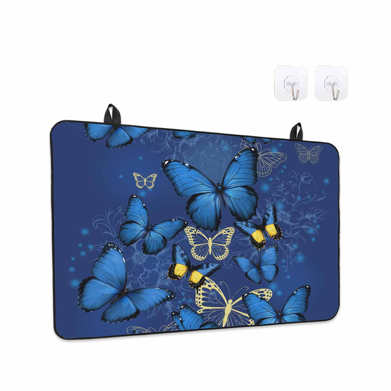 Blue Butterfly Stove Top Cover for Electric Stove, Heat-proof & Non Slip Glass Top Stove Cover Protector, Farmhouse Modern Nature Animals Art Kitchen Flat Cooktop Rubber Mat 24x21 Inches