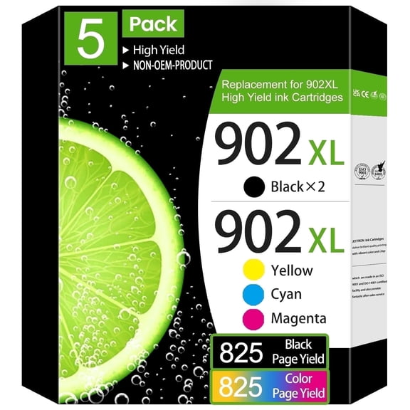 902XL Ink Cartridges Compatible for HP 902XL Ink Cartridges Combo Pack for HP Printer Ink 902 ink cartridge for HP 902xl ink cartridges for printers(5-Pack)
