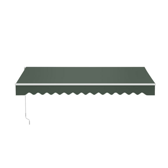 ALEKO Manual Retractable Home Patio 13 x 10 feet Awning Green Canopy Sunshade