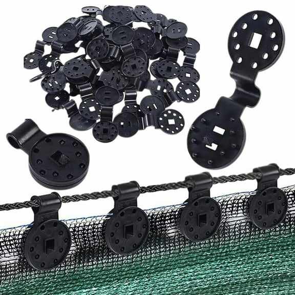 CSSAD Shade Cloth Clips, Black Heavy Duty Lock Grip Plastic Clamp for Garden Netting Sun Shade Net, 50 Pack