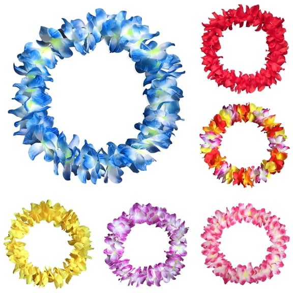 VANIDO Multicolor Beach Party Flower Lei 4.33" (1 Pack 60 Count)