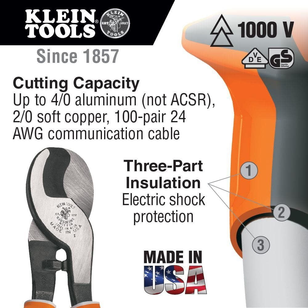 Klein Tools Electricians Cable Cutter Insulated