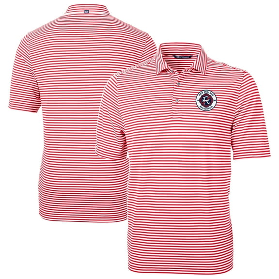 Men's-Cutter & Buck  Red New England Revolution Big & Tall Virtue Eco Pique Stripe Recycled Polo