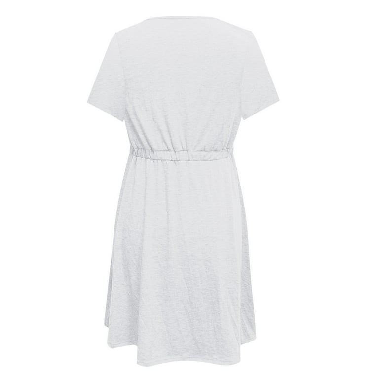 BEEYASO Clearance Summer Dresses for Women Mini Short Loose Printed  Sleeveless V-Neck Dress Navy m 