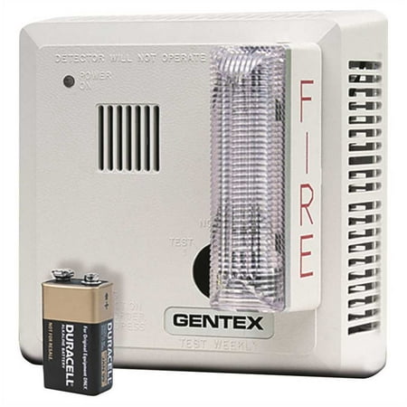 Gentex Photoelectric Smoke Alarm with Plug-In Line Cord, Ada Strobe with Battery Backup, Wall Mount