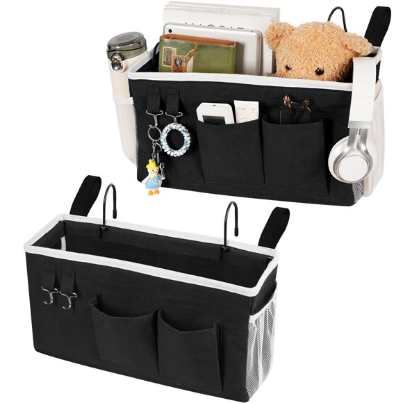 Loghot - Organizador Para Mesita De Noche, Bolsa De Almacenamiento Para Literas Y Camas De Hospital, Dormitorios, Rieles De Cama, Se Pueden Colocar Gafas, Libros, Teléfonos Móviles, Llaves (2 Unidades
