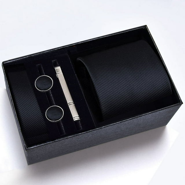 Cajas de regalo Corbata para hombre Bufanda cuadrada Gemelos Clip de corbata Conjunto de cinco piezas Negocios formales Rayas azules