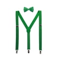 thumbnail image 1 of Unique Bargains Unisex Y Shape Elastic Shoulder Strap Adjustable Bow Tie Suspender Set Green Height below 5.3 feet, 1 of 6