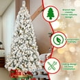 thumbnail image 3 of Resenkos 7.5ft Pre-Lit Flocked Artificial Christmas Tree with Snow Coverage & Foldable Base, Green & White, 3 of 8