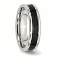 thumbnail image 4 of Bague en Acier Inoxydable Poli avec Incrustation de Fibre de Carbone Noire 6mm Taille 11, 4 of 6