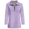 thumbnail image 4 of MIXUE Boho Tops For Women Summer Solid Color V Neck Zipper Long Sleeve Fashion Casual Tshirts Activewear,Purple,M, 4 of 4