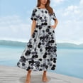 thumbnail image 2 of Taqqpue Women's Summer Maxi Dresses Short Sleeve Boho Floral Crew Neck Dress Summer Casual Flowy A Line Beach Dresses Long Sundress for Holiday, 2 of 5