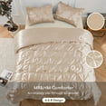 thumbnail image 4 of MR&HM Satin Comforter King Set 3pcs, Pintuck Beddding Sets with Comforter and 2 Pillow Shams, Soft Fluffy Silky Comforter for All Season (King, Champagne), 4 of 8