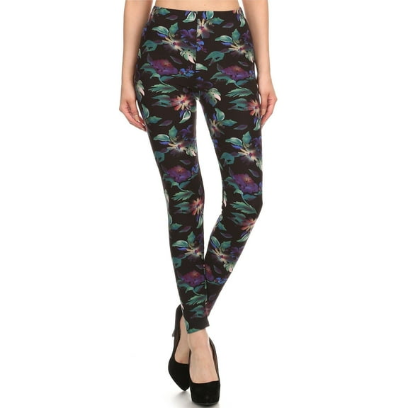 Floral Print, Full Length Leggings In A Slim Fitting Style With A Banded High Waist