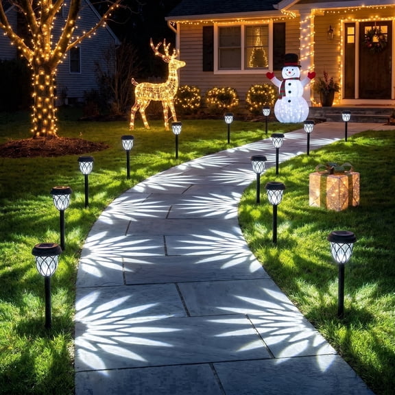 QGCMWNT 10 Pack Solar Lights Outdoor, Waterproof Pathway Lights for Garden, Landscape, Yard, Patio. (Cool White, Warm Yellow)