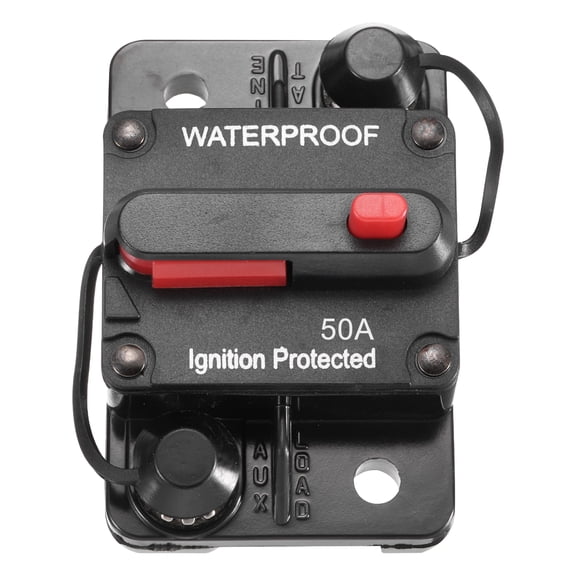 Uxcell 50A Circuit Breaker, 12-48V DC Automotive Circuit Breaker with Manual Reset Button for Audio System Overload Protection